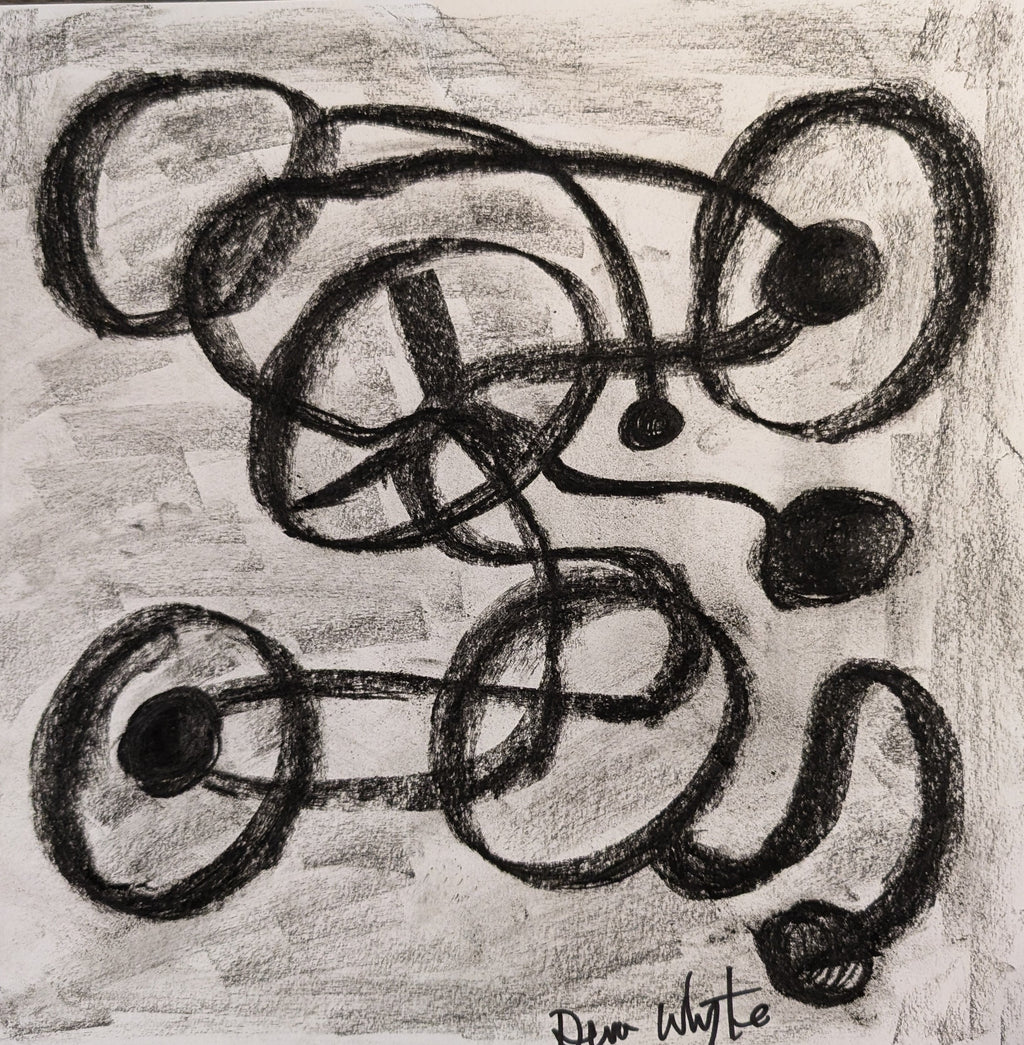 Interconnected Circles – original charcoal drawing 12x12 by Devon Whyte