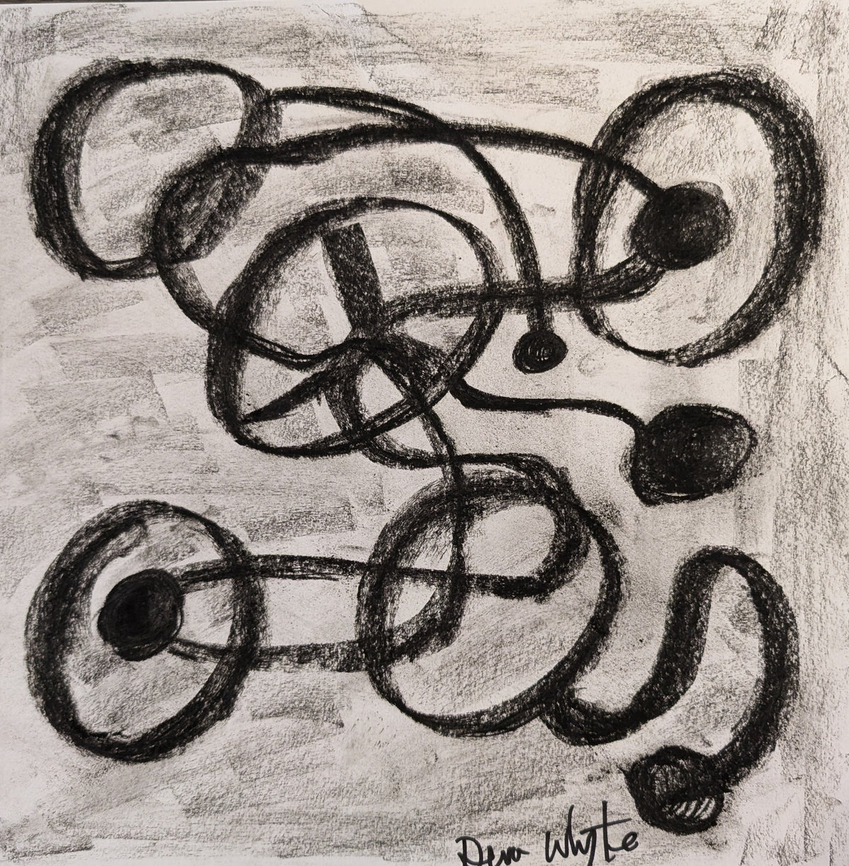 Interconnected Circles – original charcoal drawing 12x12 by Devon Whyte