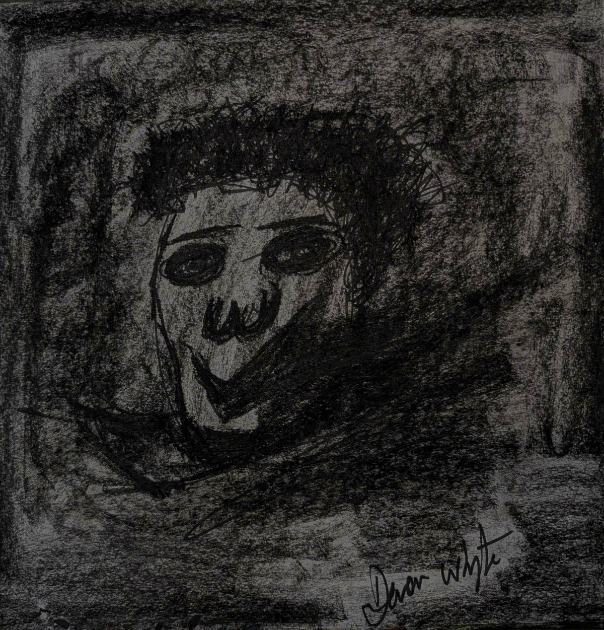 Dark Portrait – original charcoal drawing 12x12 by Devon Whyte