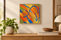 Carnival 12x12 art print in natural oak frame, console table setting